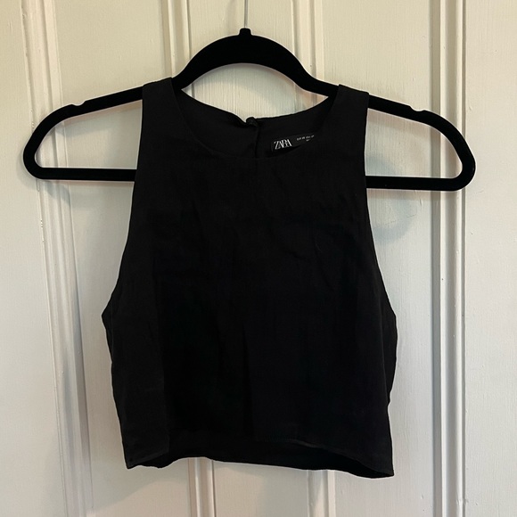 Zara Tops - ZARA Stretch Linen Crop Top